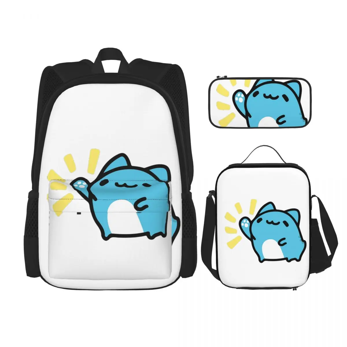 

Comic Cat Bugcat Capoo Bug Cat Backpacks Bookbag Students School Bags Cartoon Kids Rucksack Lunch Bag Pen Bag Three-Piece Set