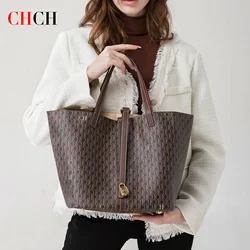 CHCH Tote Bag da donna autunno nuova borsa da donna per pendolari Color caffè di grande capacità