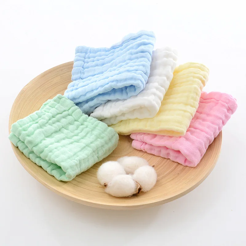 Baby Towel Pure Cotton Gauze Plain Bubble Handkerchief Baby Newborn Face Towel Pure Cotton Six-Layer Square Towel