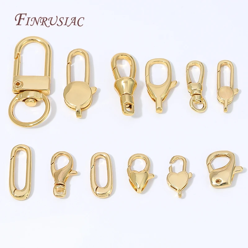 Cierre de Mosquetón Mini Corazón Chapado en Oro de 18K, Cierre de Langosta para Fabricación de Joyas DIY, Conector de Collar y Pulsera, Accesorios de Gancho