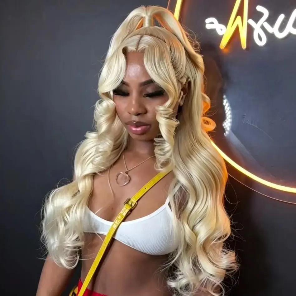 613 Blonde Lace Front Wig Human Hair Body Wave 13x6 HD transparent Lace Front Wigs  Pre Plucked Pre Colored Pre Bleached Knots Brazilian Hair For Women With Baby Hair