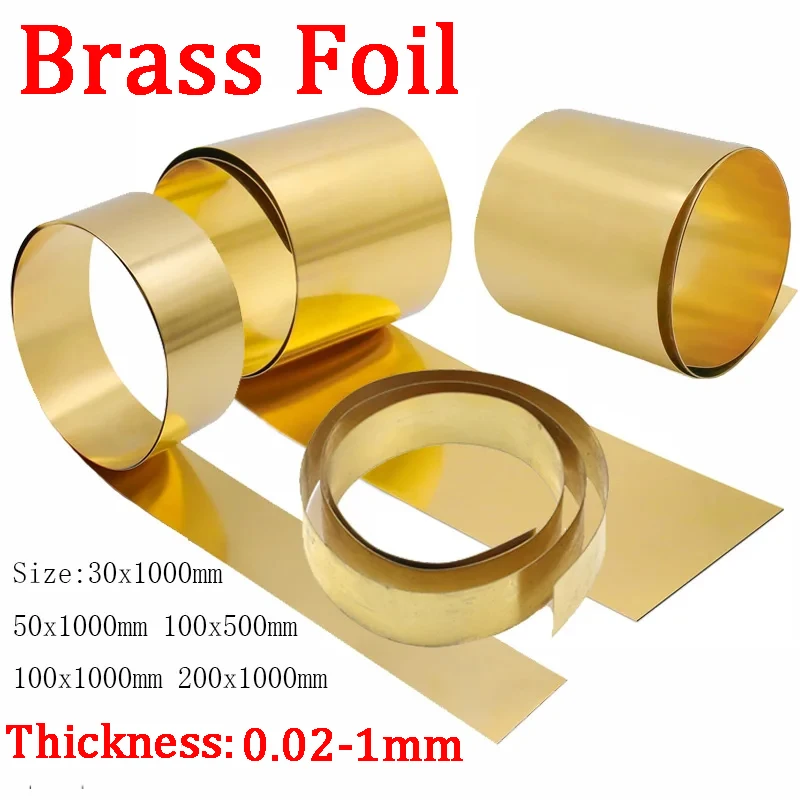 Brass Strip/Sheet/Foil 0.02-1mm Thickness, High-Precision Laser Cut, Custom Size for DIY Crafts, Model Making, Jewelry