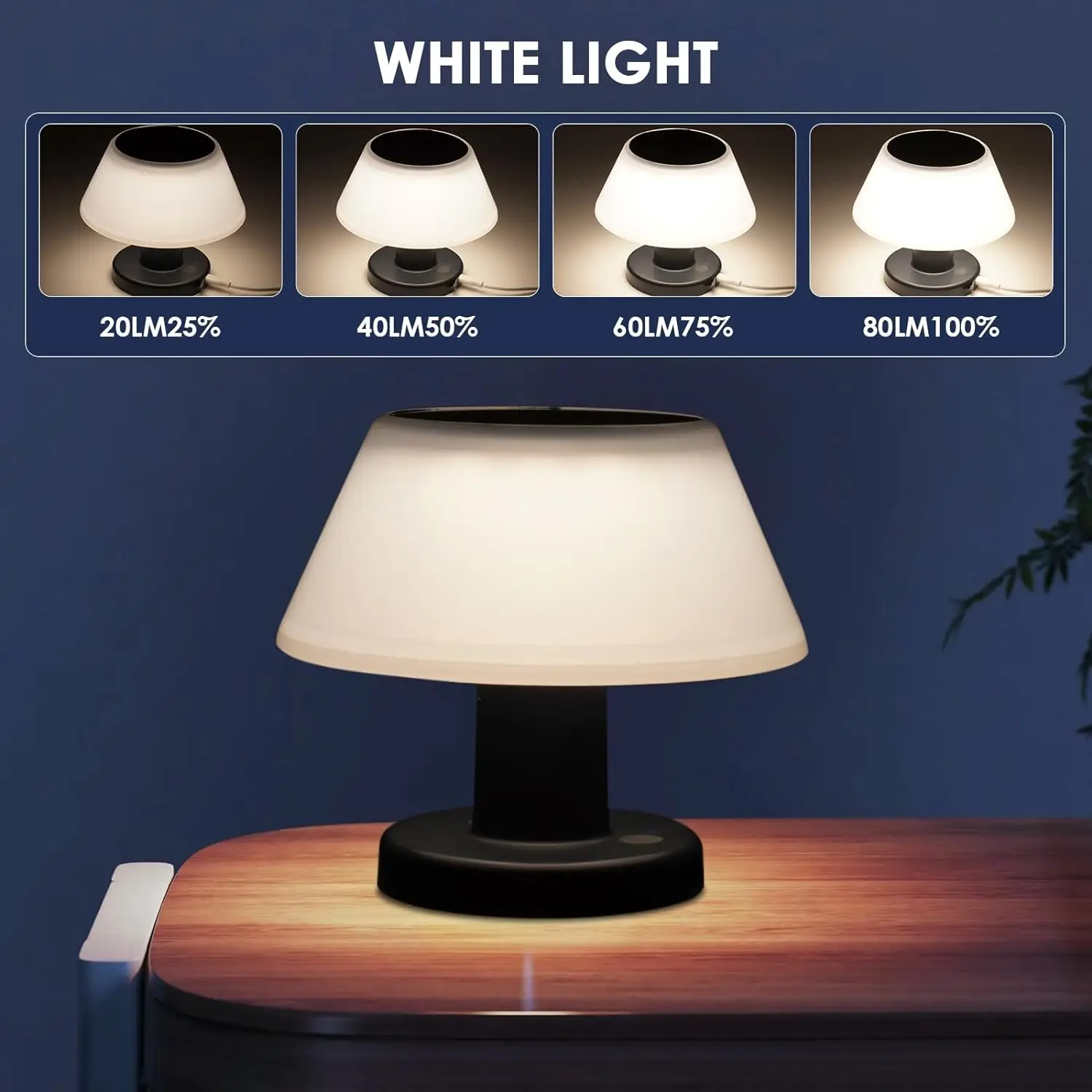 Wireless desk lamp 4 colors warm white dimmable LED bedside lamp rechargeable IPX4 waterproof suitable for bedrooms, balconies,