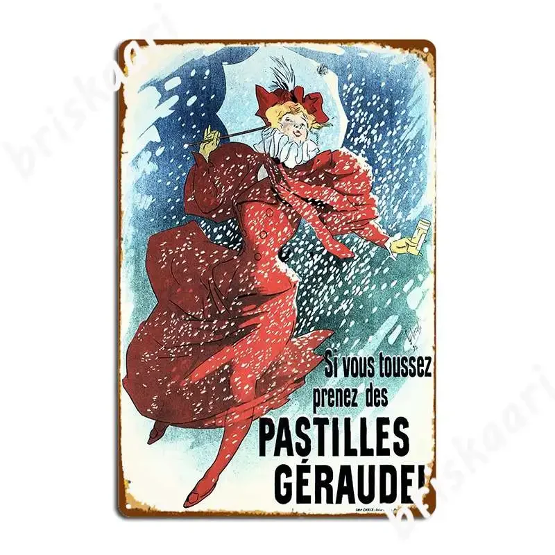 Geraudel Pastilles Lozenges Paris Art Nouveau Jules Cheret Metal Sign Pub Garage Design Mural Painting Tin Sign Posters