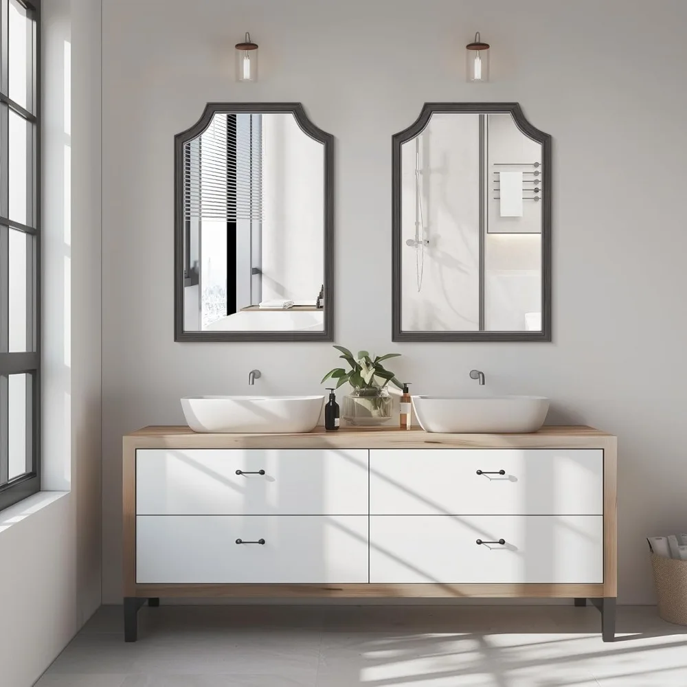 Lustro z rzeźbionym drewnianym ramą, 50x75 cm, do małej łazienki - prostokątny wystrój ścienny do przedpokoju, sypialni, salonu