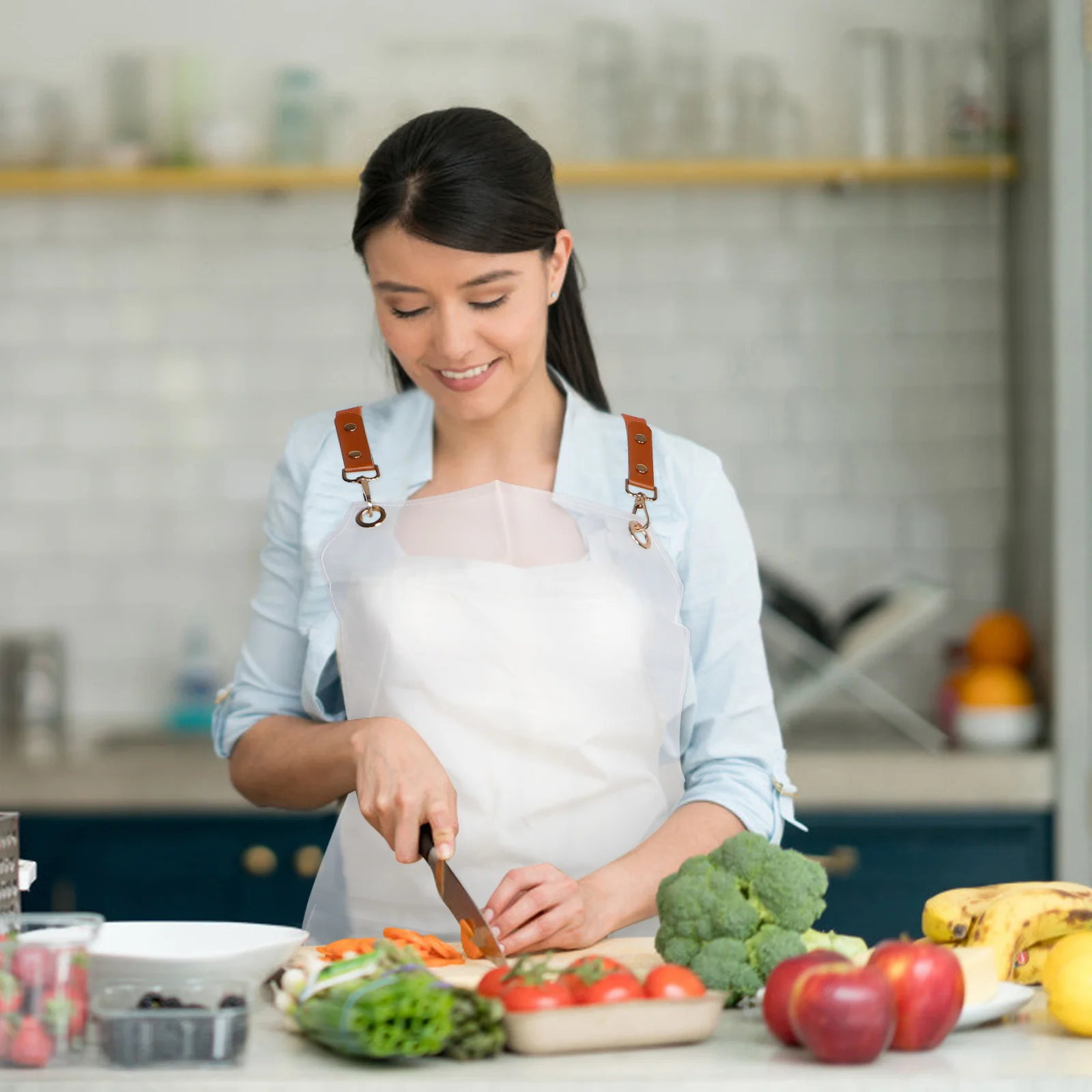 

Waterproof Apron Transparent Clear Oil Proof Kitchen Cooking Hair Stylist Salon Workwear For Bbq Painting Crafts Baking