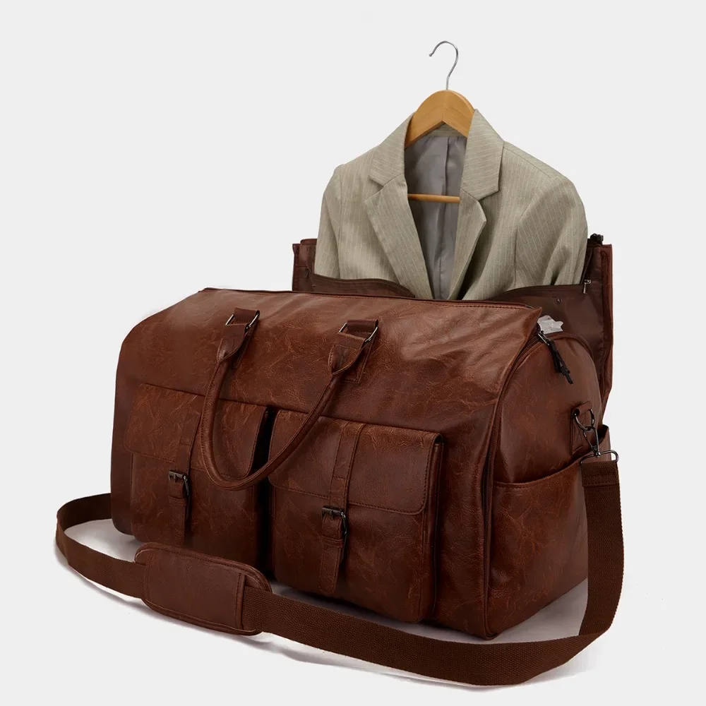 Convenient travel carry on clothing bag large PU leather luggage bag women\'s fashion travel bag suitcases and travel bags