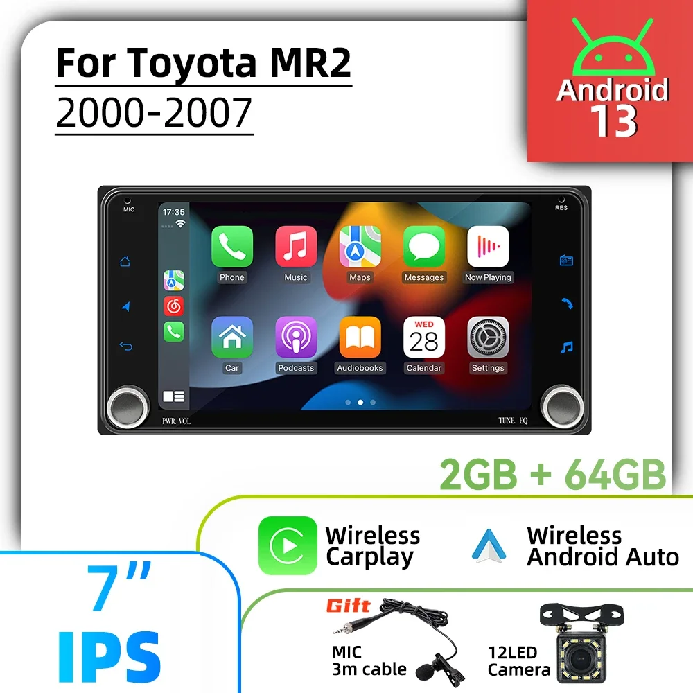 

2Din Android-радио с экраном 7 дюймов для Toyota MR2 MR 2 2000-2007, беспроводной Carplay, авторадио, автомобильный мультимедийный головное устройство, навигация