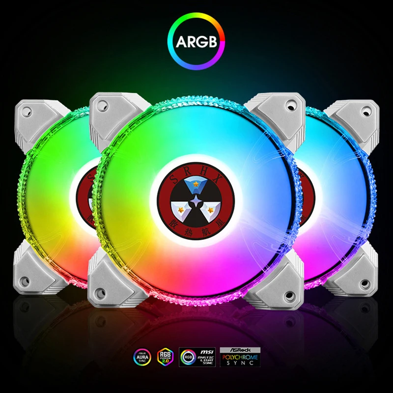 Cristal diamante rgb ventiladores de computador colorido mudo desktop pc caso refrigerador de ar 5v 3pin + 4pin fonte de alimentação acessórios de refrigeração