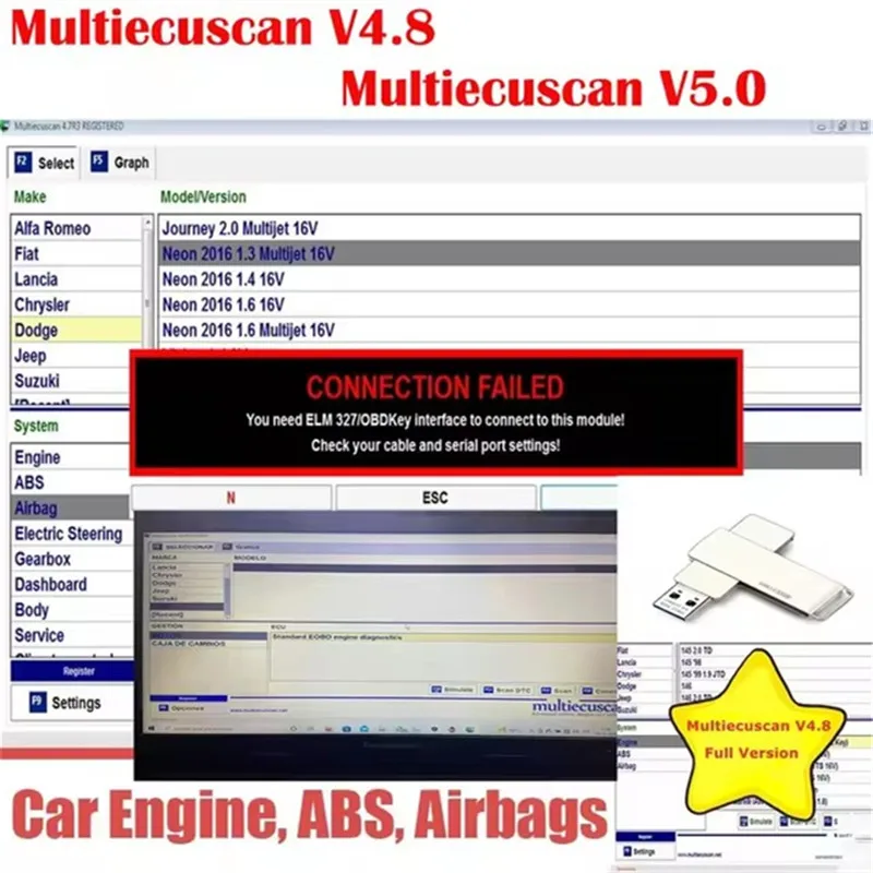 

Multiecuscan V5.0 For Fiat/Chrysler/Dodge/Jeep/Suzuki Scanner Software Multiecuscan V4.8 for fiat original car software