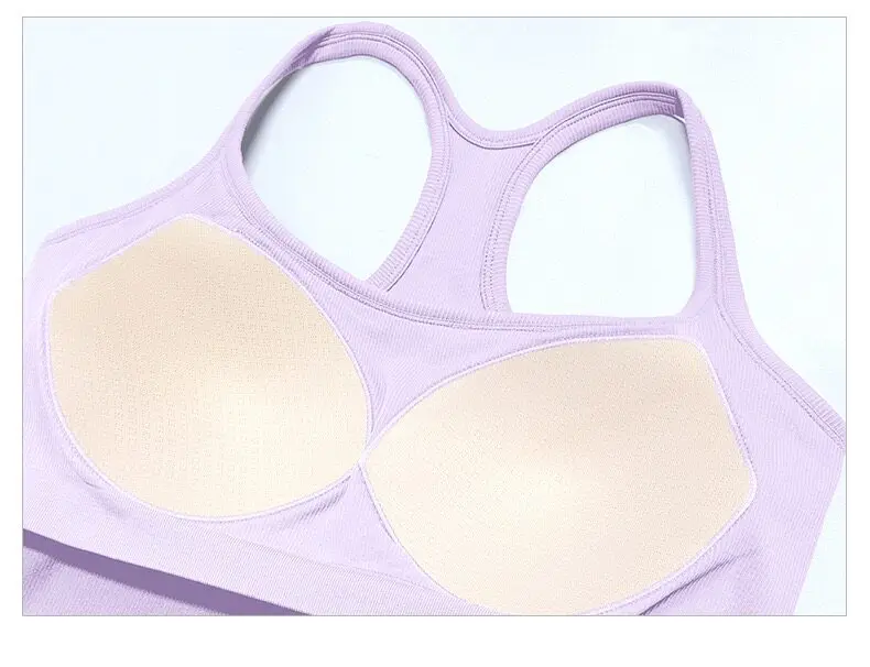 Nahtloser stoßfester Sport-BH für Frauen, mittelintensiver Push-up, Anti-Sagging-Lauftop, Fitness-Weste, Yoga-Shirts, All-in-One. – Detail 2