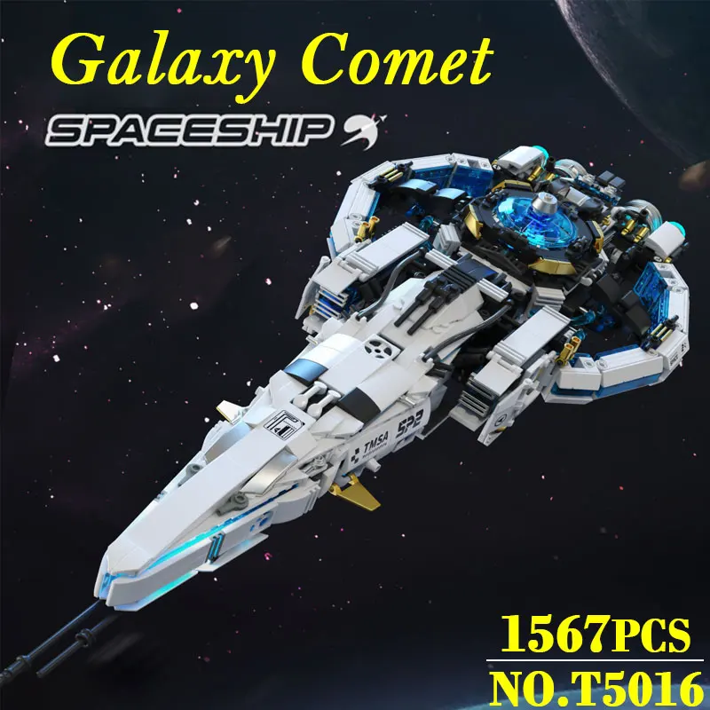

Galaxy Comet Spaceship Building Set 850PCS Sci-Fi Model Luminous Parts Metal Detailing Flexible Moving Part Adventure Toy Gifts