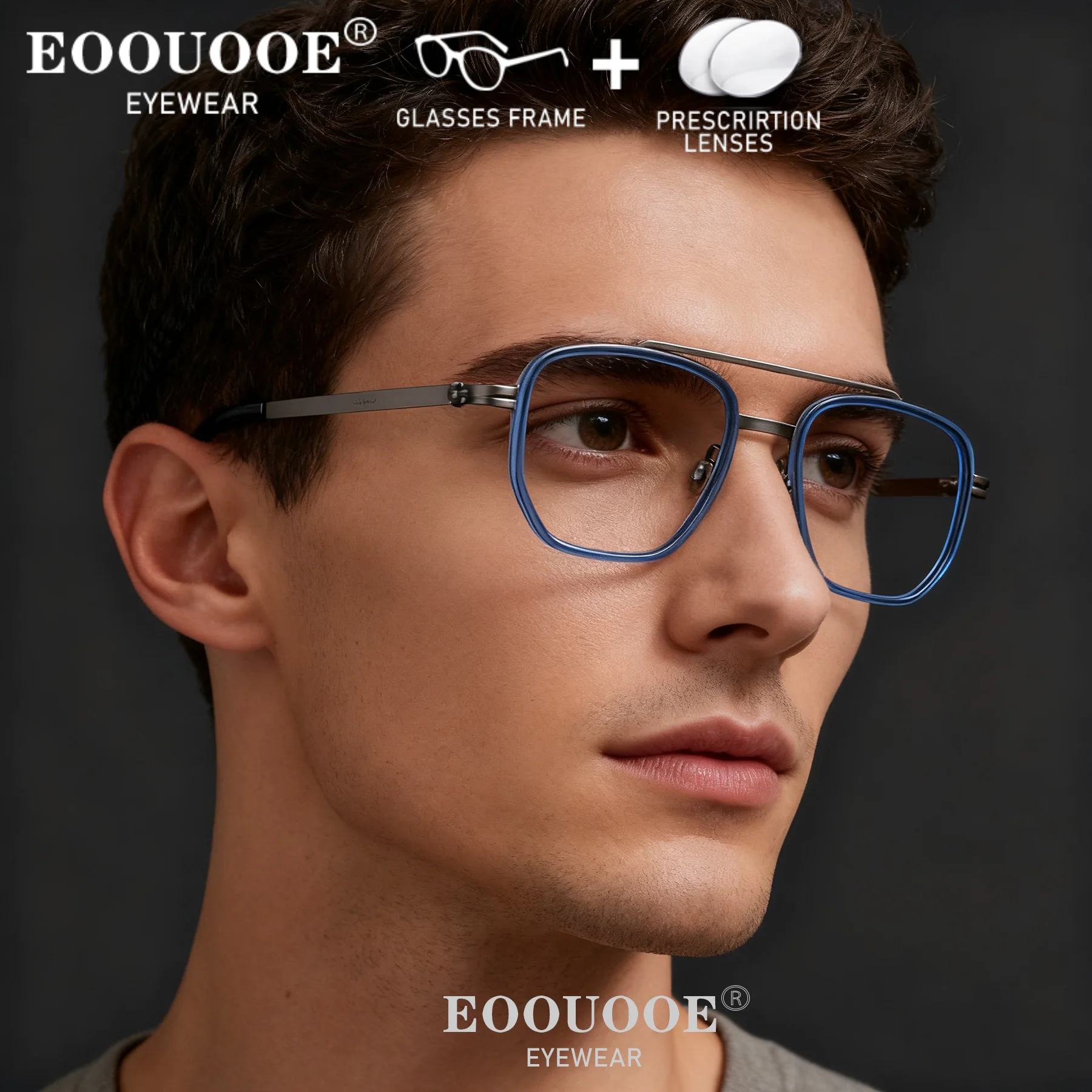 

Square Design Glasses Titanium Ultralight Optical Eyewear Prescription Lenses Myopia Hyperopia Progressive Anti-Reflective