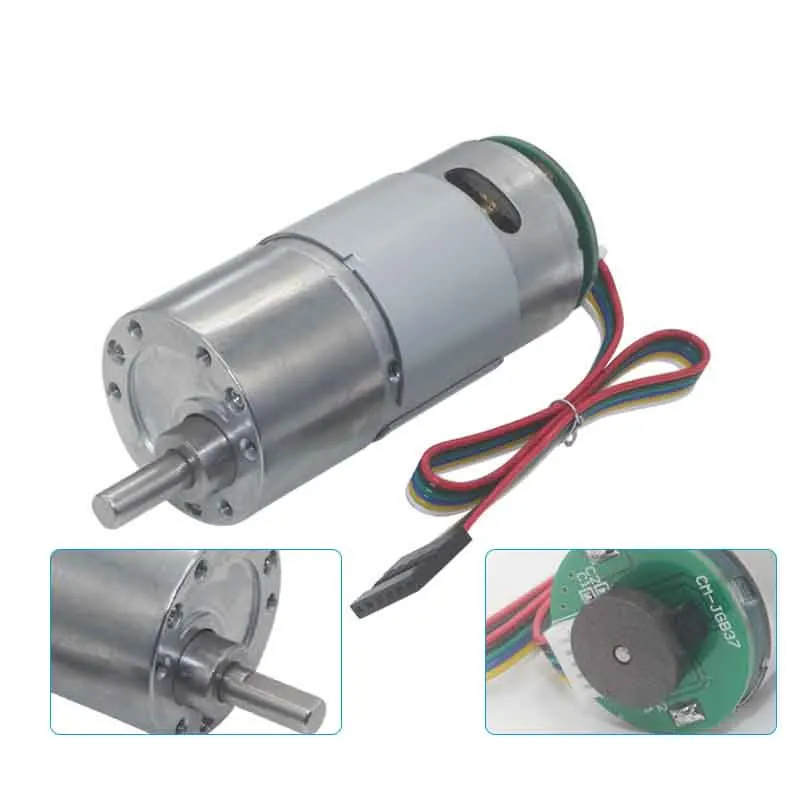 JGB37-545B 12V electric encoder reduction motor 16PPR hall sensor encoder Mini dc gear motor 7- 960rpm dia 37mm gearbox reducer