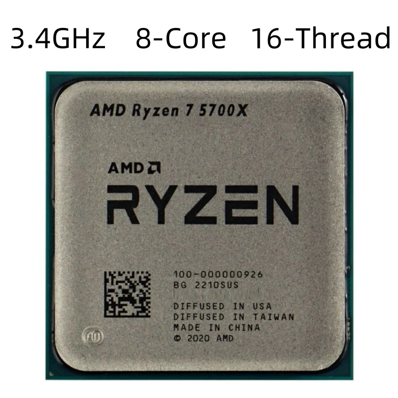 Ryzen 7 5700X R7 5700X CPU 프로세서, 3.4GHz 8 코어 16 스레드 L3 = 32M LGA AM4 데스크탑 게임 CPU, 신제품 