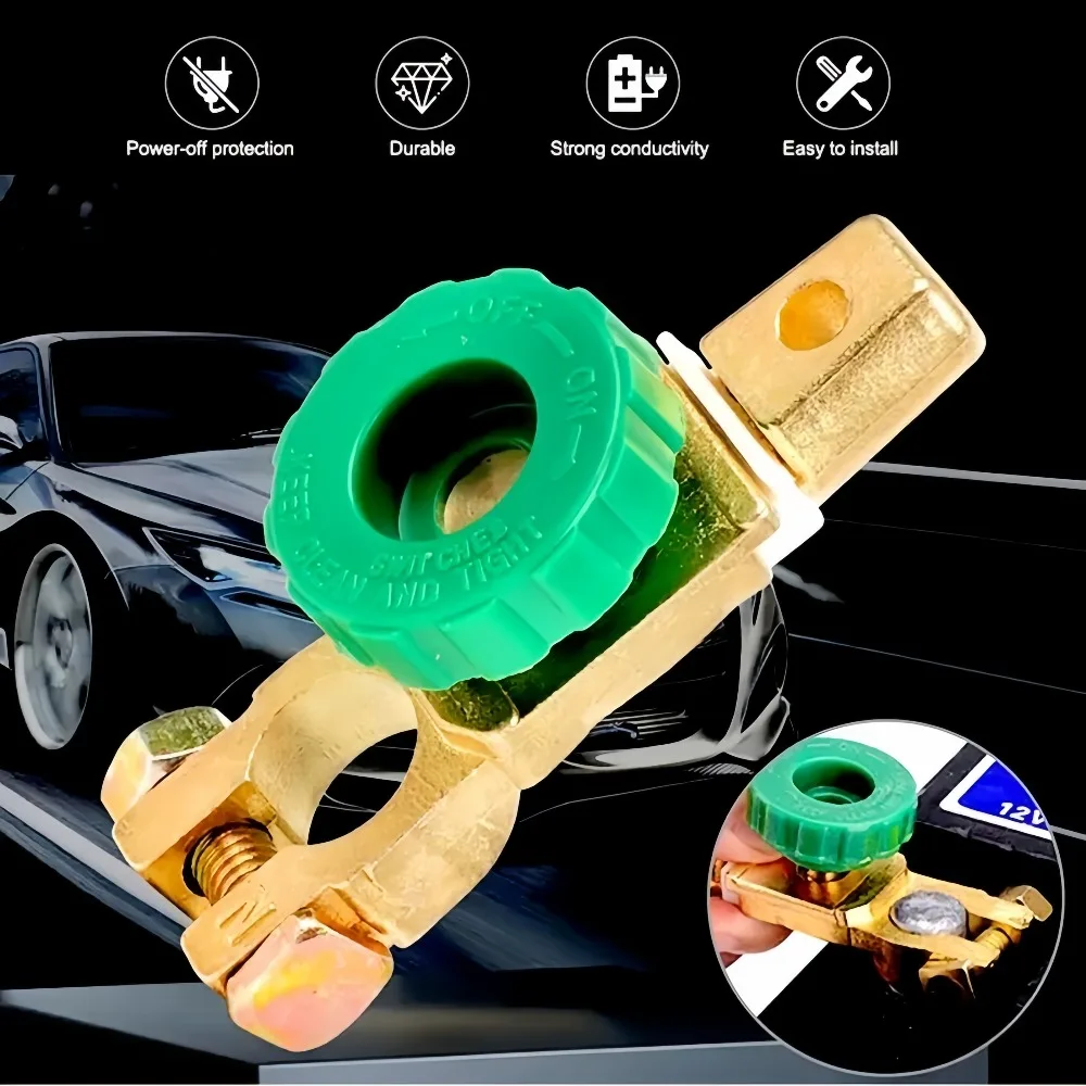 

Universal Car Copper Battery Disconnect Switch Power Post Terminal Clamp for Car Power Protection and Anti-leakage Vehicle Parts