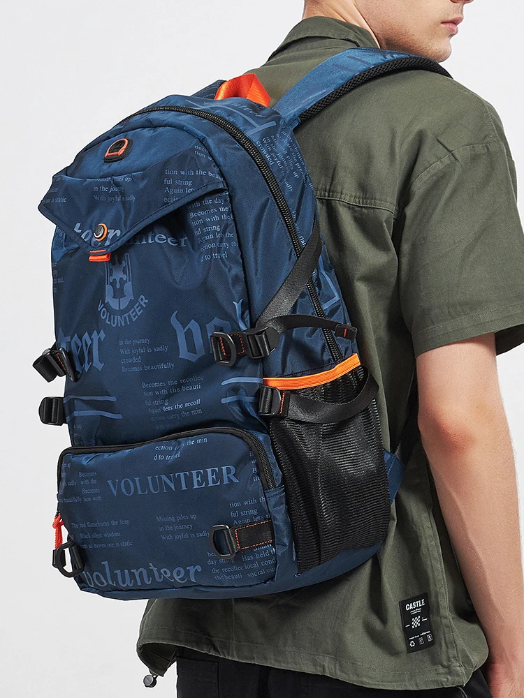 Imagem -02 - Mochilas Voluntárias para Homens 2023 Carta Impressa Moda Commuter Peso Leve Versátil Oxford Cloth Shoulders Bolsa 151803a