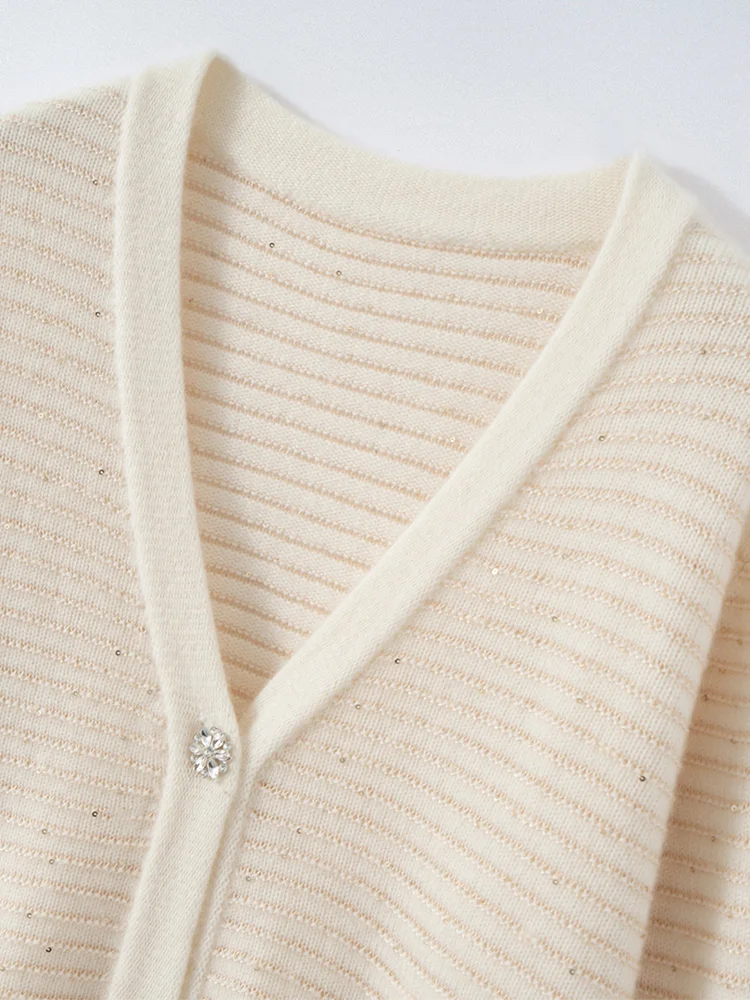 Women's  Pure Cashmere Cardigan Sweater Autumn Winter Thick Warm V-Neck  Soild  Comfort  Daily  Knit  Basic Single Breast Jacket