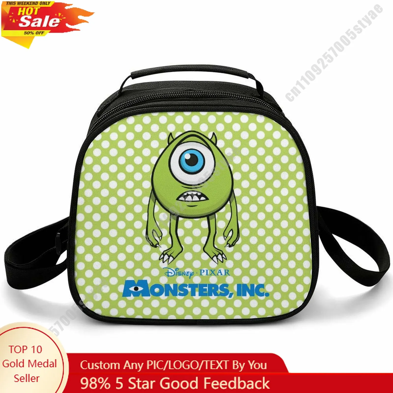 

Mike Wazowski Lunch Bag Disney Animal Patterns Bento Bag Customizable Name Photo Logo Lunchbox Essential Picnic Bag Cosplay