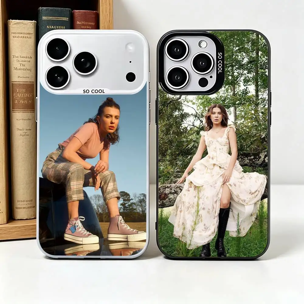 

Actor M-Millie B-Bobby Brown Phone Case For iPhone 17,16,15,14,13,12,11 Plus Pro Max Colored Silver Funda Bumbe