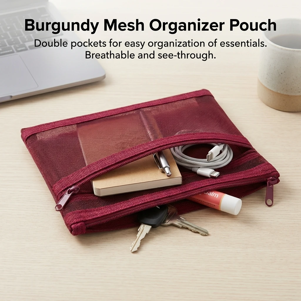Portable Pill Cases Transparent Mesh Organizer Bag Student Mesh Pouch Travel Organizer Bag Travel Storage Makeup Bag Organizer