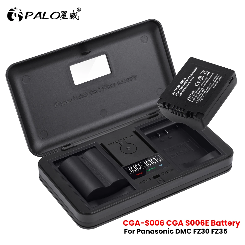 

PALO CGA-S006 CGR CGA S006E S006 S006A DMW BMA7 Battery with Charger Case for Panasonic DMC FZ30 FZ35 FZ38 FZ50 FZ7 FZ8 FZ18