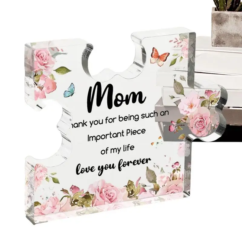 Mothers Day Gifts For Mom Unique Engraved Acrylic Block Puzzle Piece Acrylic Gifts Small Delicate Mom Presents Heartwarming