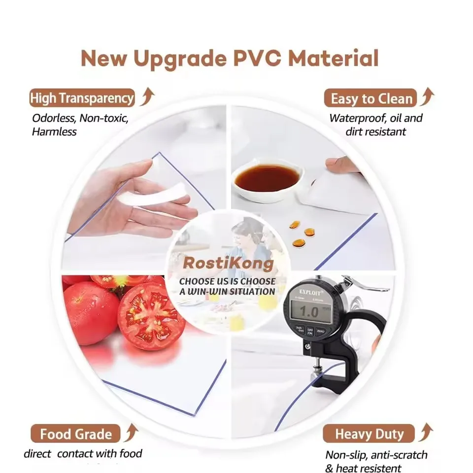 Мягкая стеклянная скатерть, прозрачная скатерть из ПВХ, водонепроницаемая, маслостойкая, кухонная, обеденная, прямоугольная, матовая, прозрачная