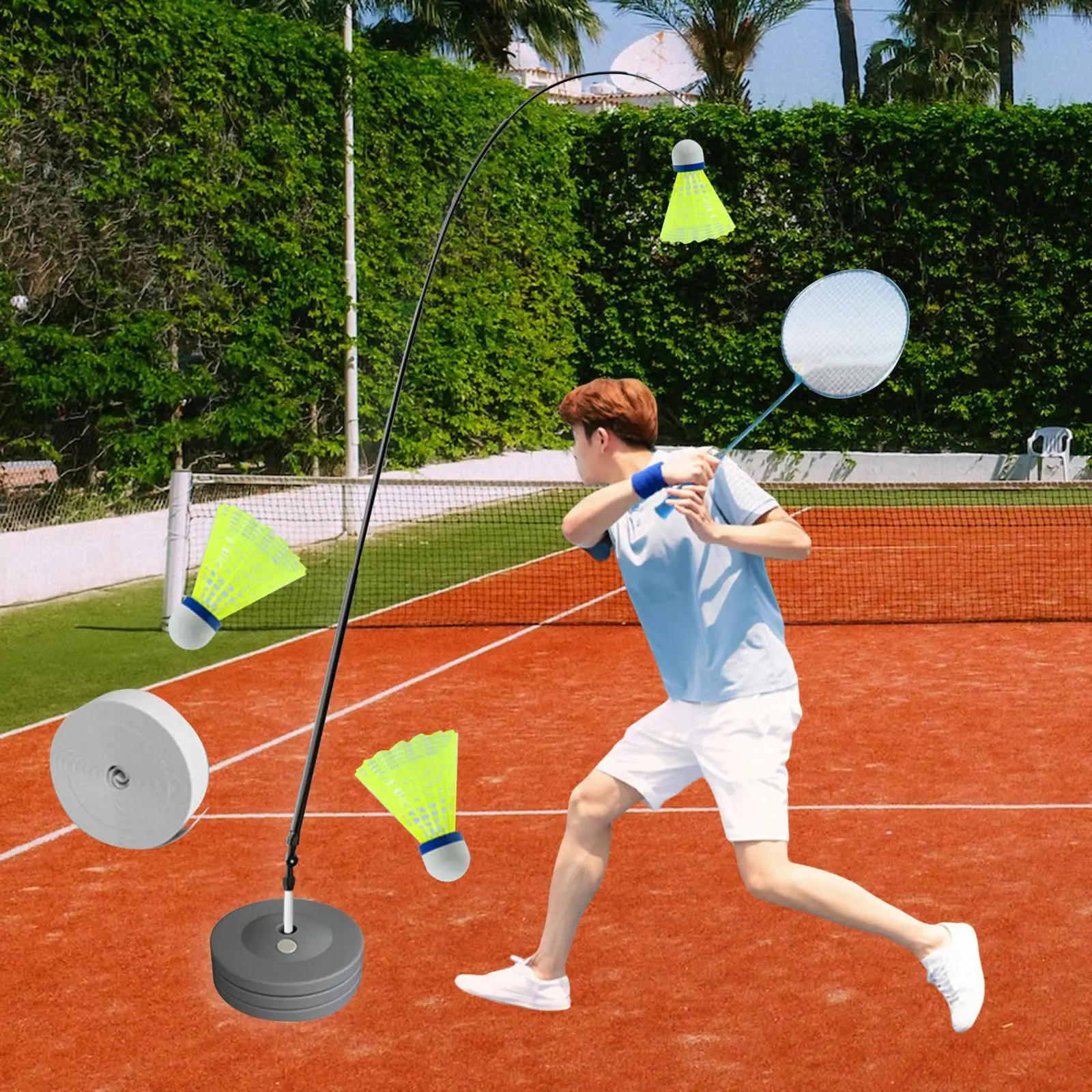 Badminton Training Device Beginner Self Trainer Adjustable Nylon Single Player Practice Machine for Indoor Outdoor