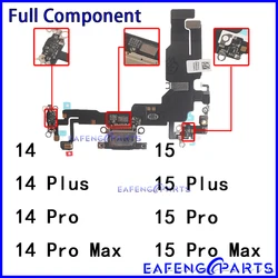 USB Port Charger Flex for IPhone 14 15 + Plus Pro Max Dock Charging Board Module Dock Connector Mic Cable