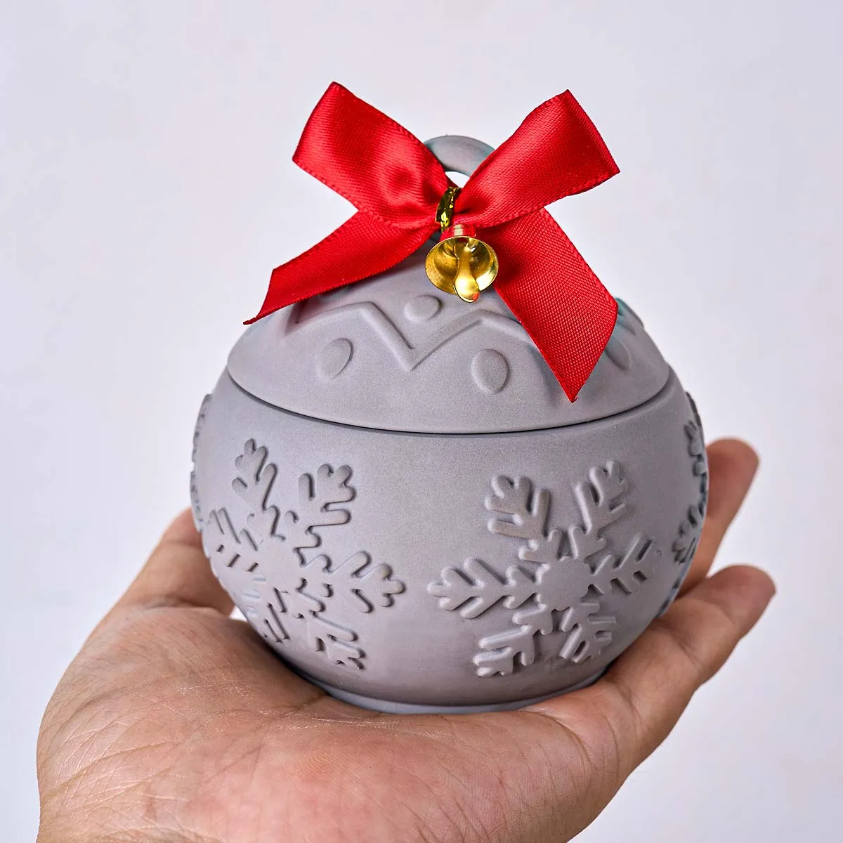 Weihnachten Ornamente Kerze Glas Silikon Form DIY Handgemachte Runde Schneeflocke Lagerung Box Gips Harz Handwerk Casting Formen Hause Dezember