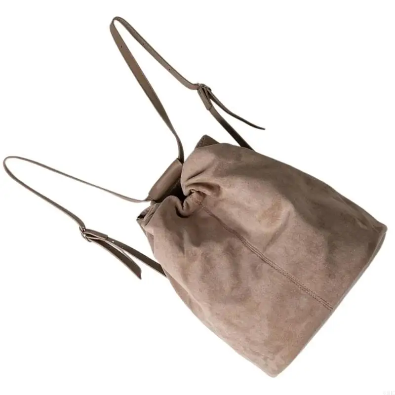 

63HC Trendy Shoulder Bag For Women Large Capacity Backpack Comfortable Drawstring Bag