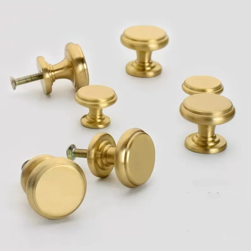 Solid Brass Single Hole Kitchen Cabinet Storage Handles Wardrobe Drawer Knobs Dresser Pull Cupboard Door Pulls Furniture Handles