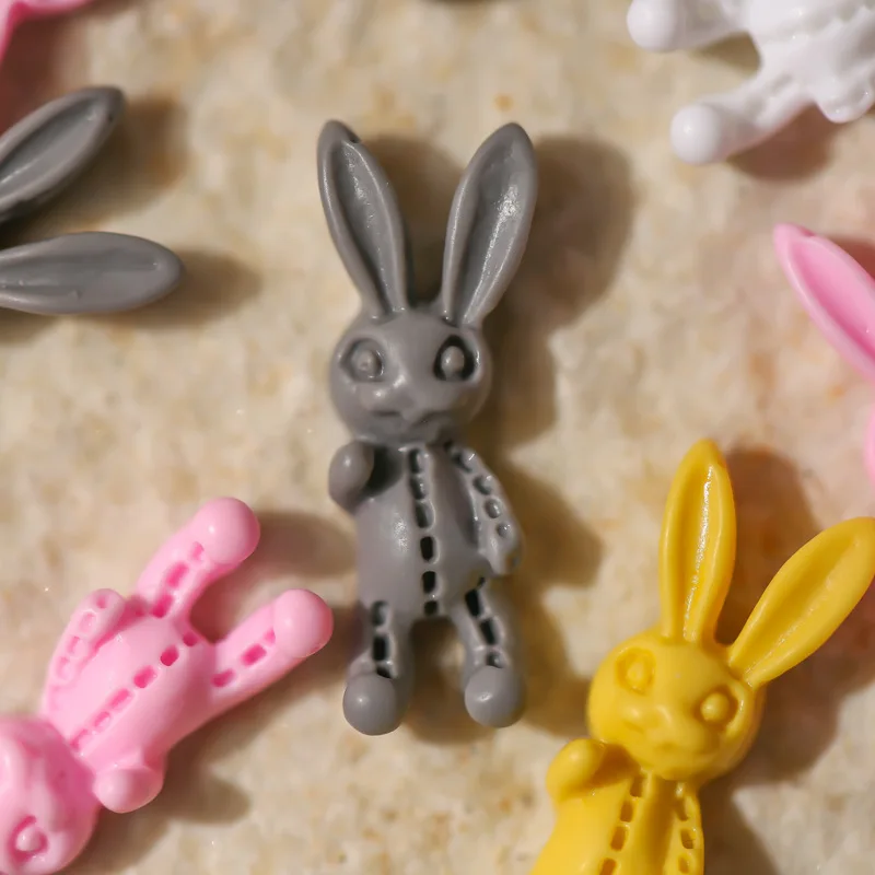 10Pcs Skull Rabbit Nail Resin Charms Cartoon Sweet Sad Bunny Nails Decorations 3D Kawaii Ornaments Manicure Jewelry Accessories