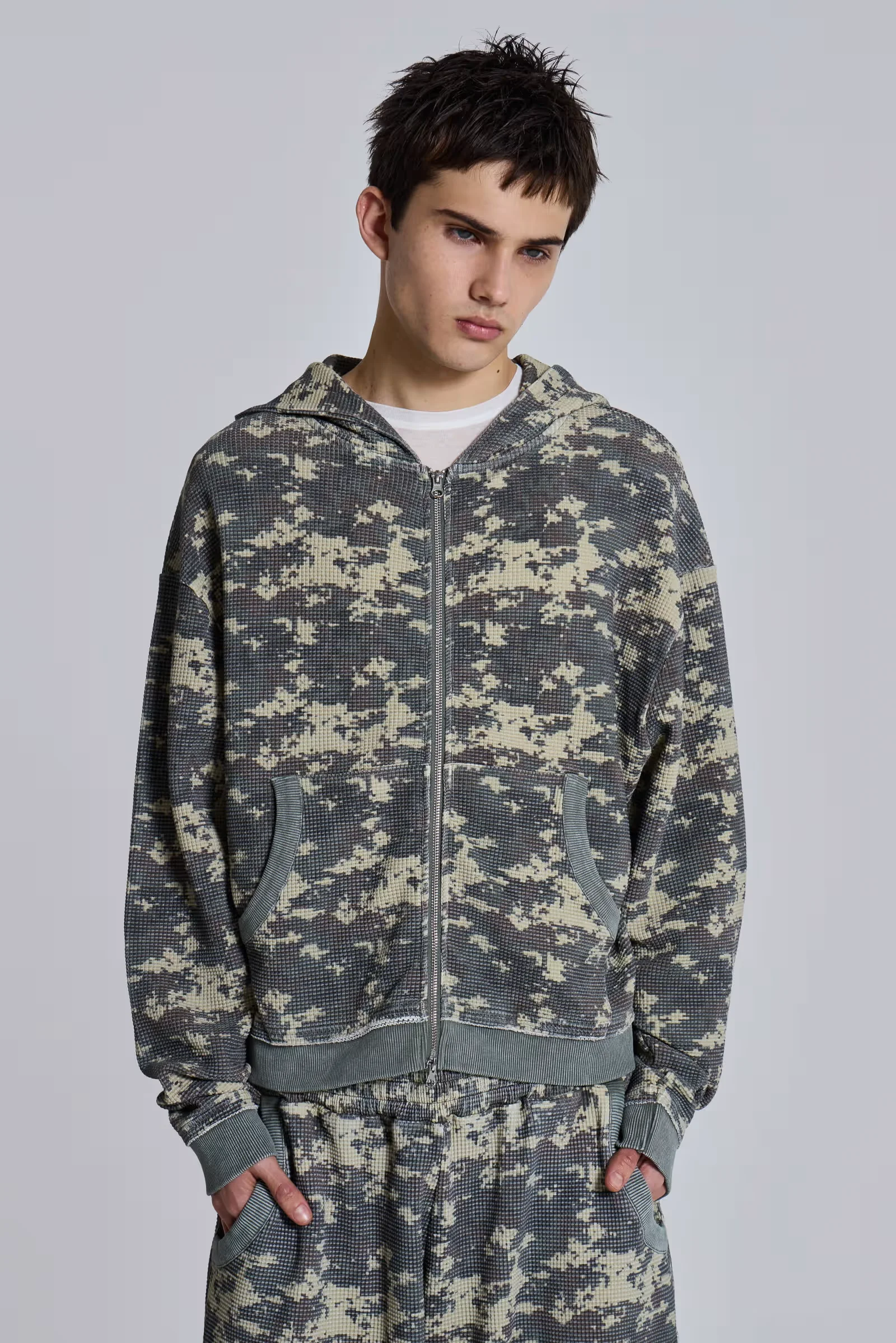 

Мужская трикотажная толстовка Y2K Digi Camo Waffle Hoodie с ретро-камуфляжным принтом, оверсайз, в стиле стритвир, готика, винтаж, повседневная одежда, брюки