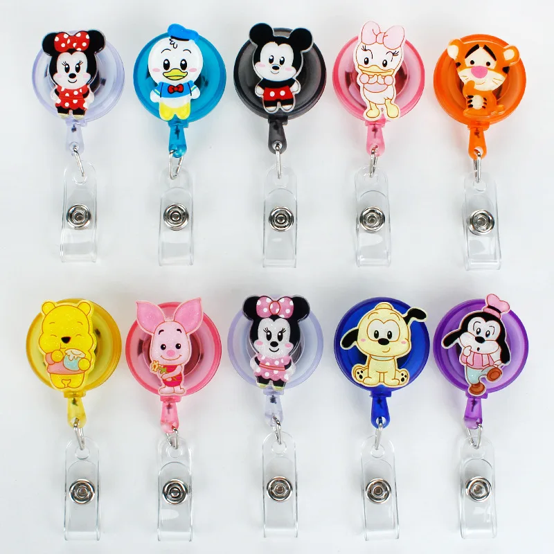 Mickey Minnie Winnie Donald porte-carte d'identité évolutif pince à bascule carte d'employé médecin infirmière carte de poitrine étudiant Bus porte-carte