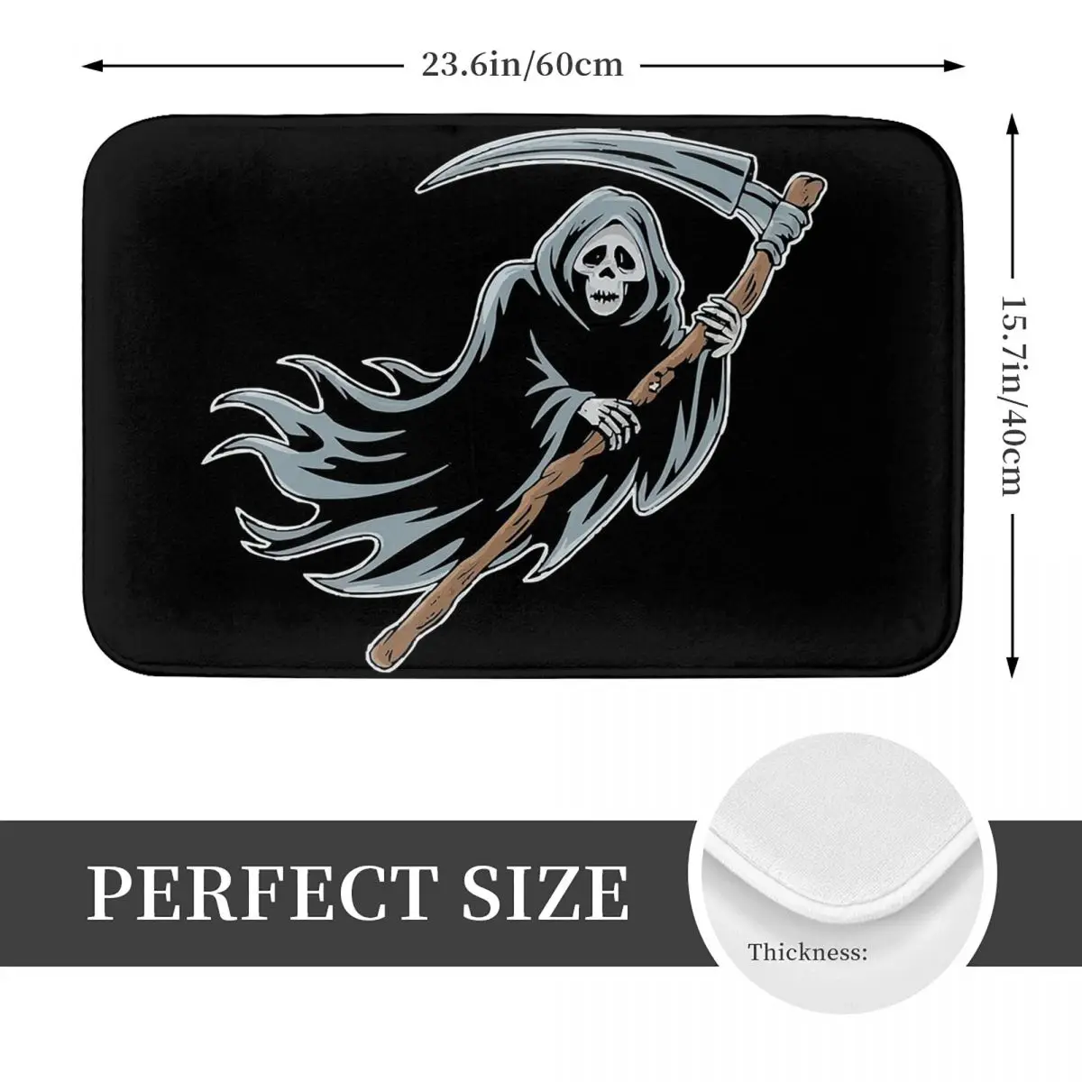 Grim Reaper Wishes You A Spooky Halloween Anti-slip Doormat Floor Mat Carpet Rug for Kitchen Bathroom Living room Footpad Mats