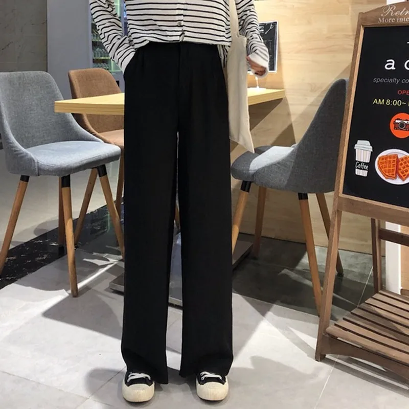 

Широкие брюки с высокой талией, женские свободные длинные брюки, осень-зима, новинка, корейская версия, костюм CEC Hanging Sense