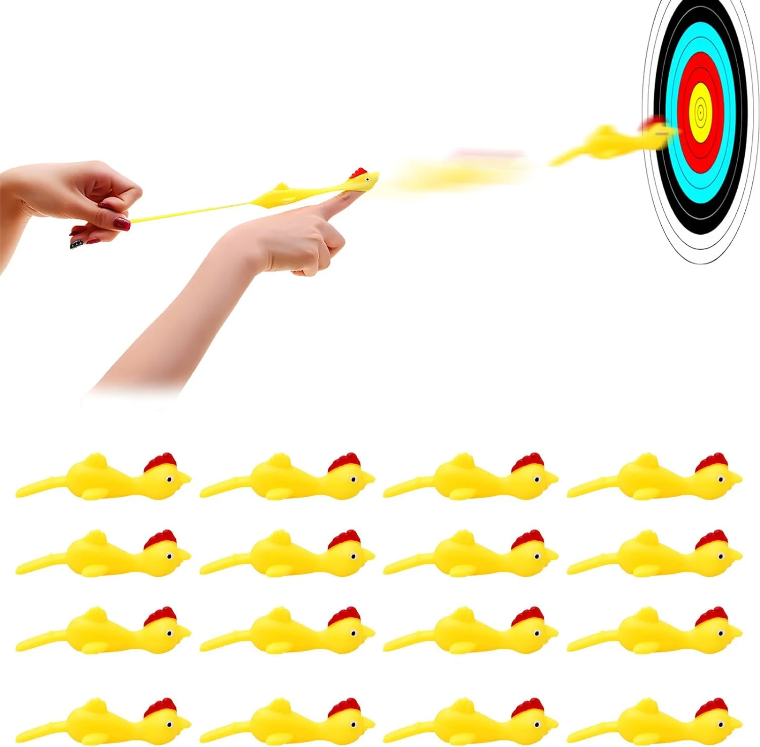 10/100cs Flying Chicken Slingshot Flicking Rubber Chickens Sling Shot Funny Gag Gifts for Kids Adults Party Favors Birthday Gift