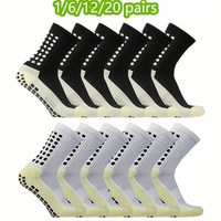 1/6/12/20 pairs Anti-slip Soccer Women Men Outdoor Sport Grip Football Yoga Socks