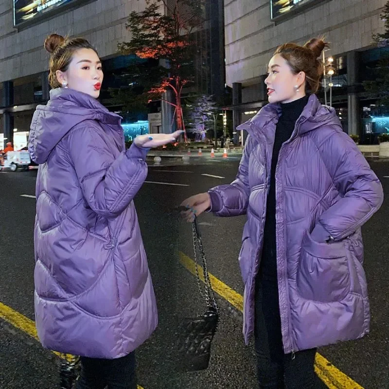 Giacca imbottita in cotone sciolto con cappuccio femminile coreano 2025 Cappotto in cotone per il tempo libero da donna autunno inverno piumino moda donna