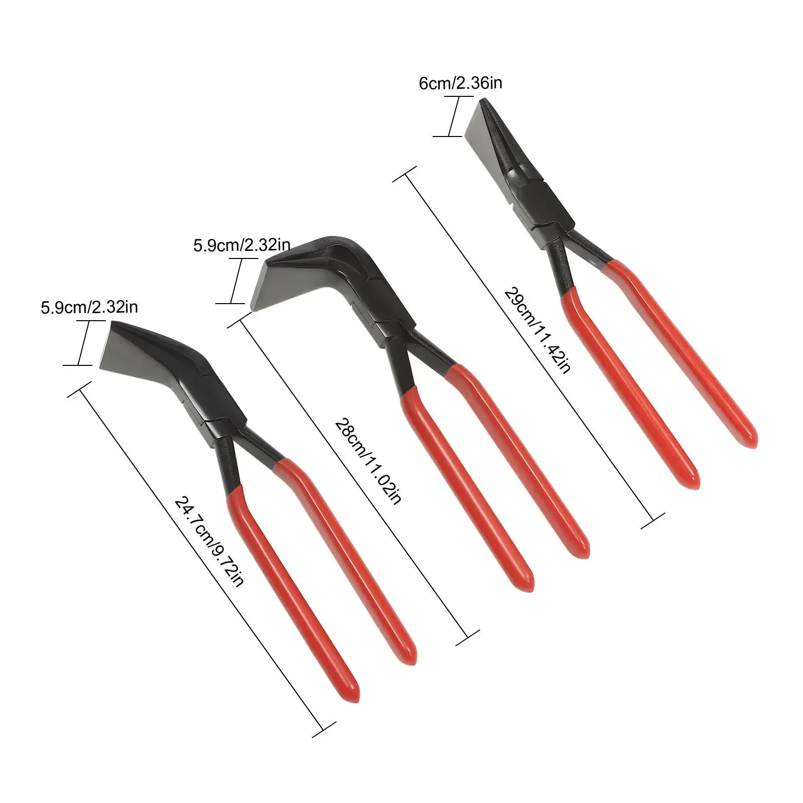 3PCS Bending Plier Set 0° 45° 90° Hand Seamers Sheet Metal Tool Red/ Black