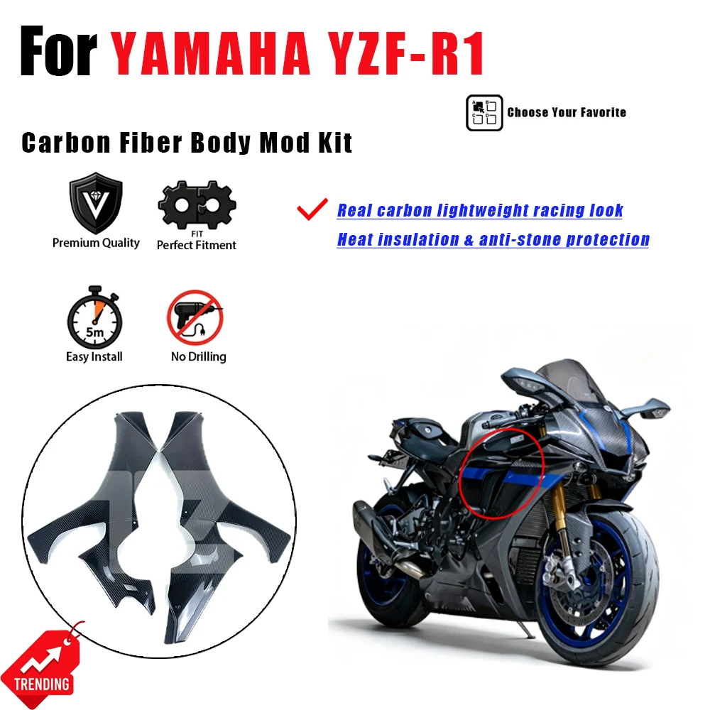 For YAMAHA YZF-R1 Carbon Fiber Fairing Exhaust Guard Fender Winglet Swingarm Tank Cover Carenado Alerones para moto