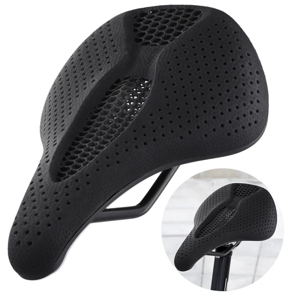 3D Printing Ultralight Bicycle Saddle Breathable Comfortable Bike Seat Shock Absorption for Men Women Long Distance Cycling