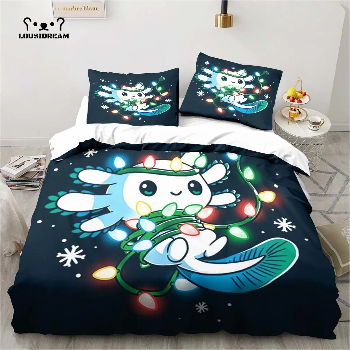 Axolotl – parure de lit en microfibre ou Polyester pour enfant, ensemble de literie mignon Kawaii, cadeau de noël, King size