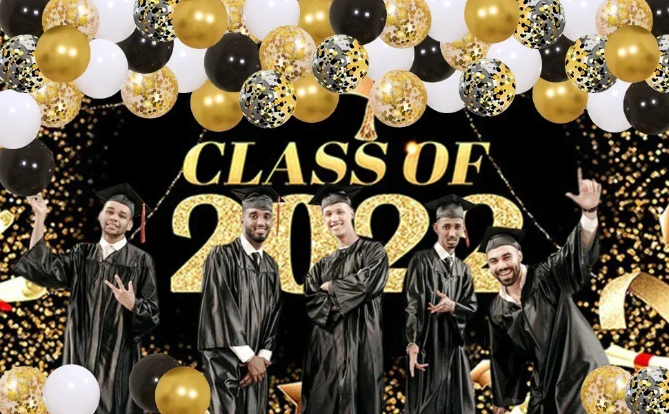 gold and black balloons