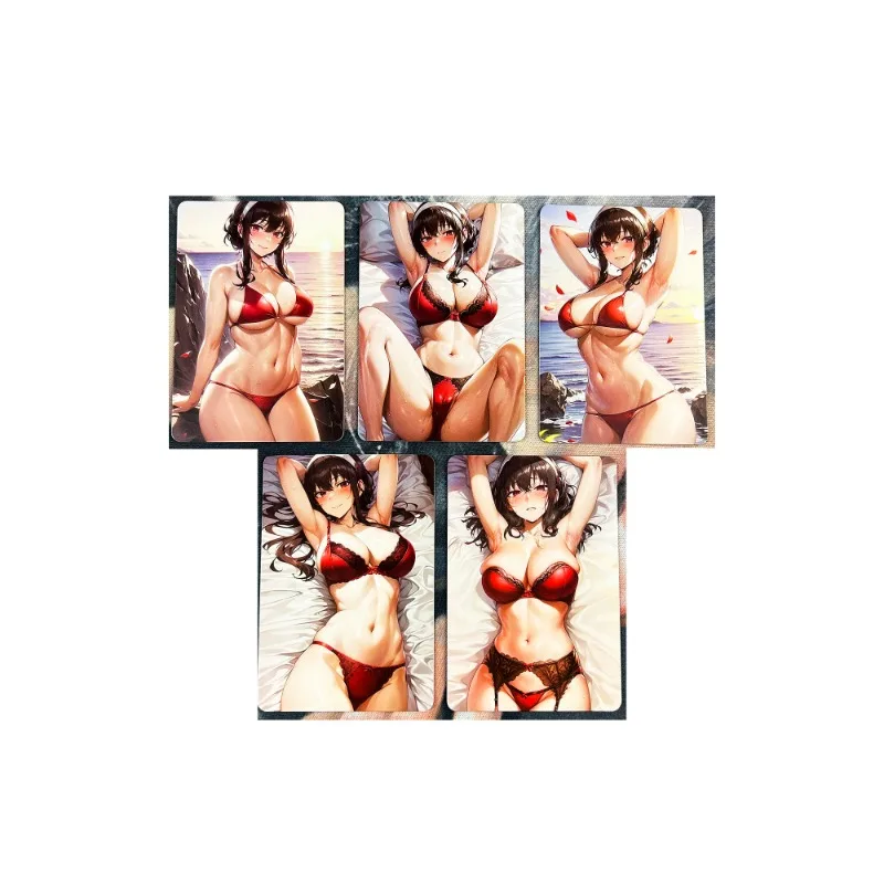 5pcs/set Anime Sexy Girl Swimsuit Boutique Set Card Kawaii ACG Beauty Yor Forger SPY FAMILY Hobby Game Collection Card Toy Gift