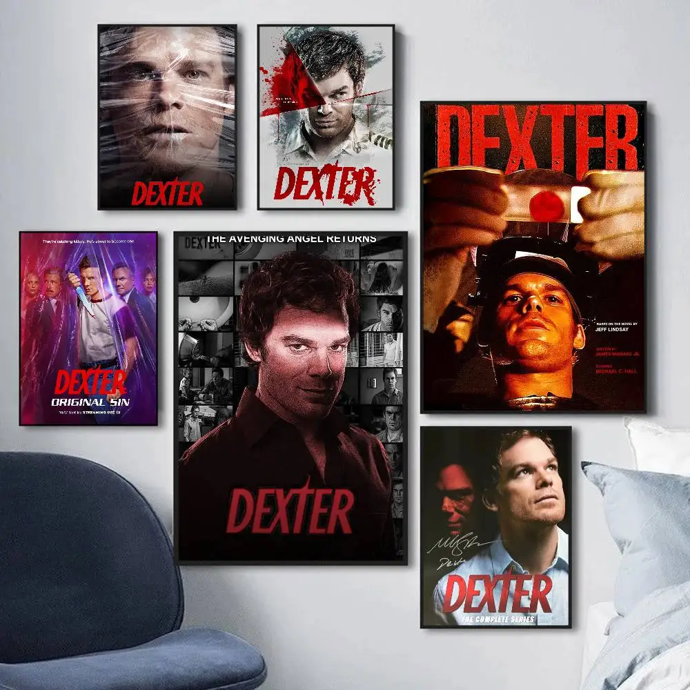 D-Dexter Michael C.Hall Classic TV Vintage Posters Sticky Retro Kraft Paper Sticker DIY Room Bar Cafe Kawaii Room Decor