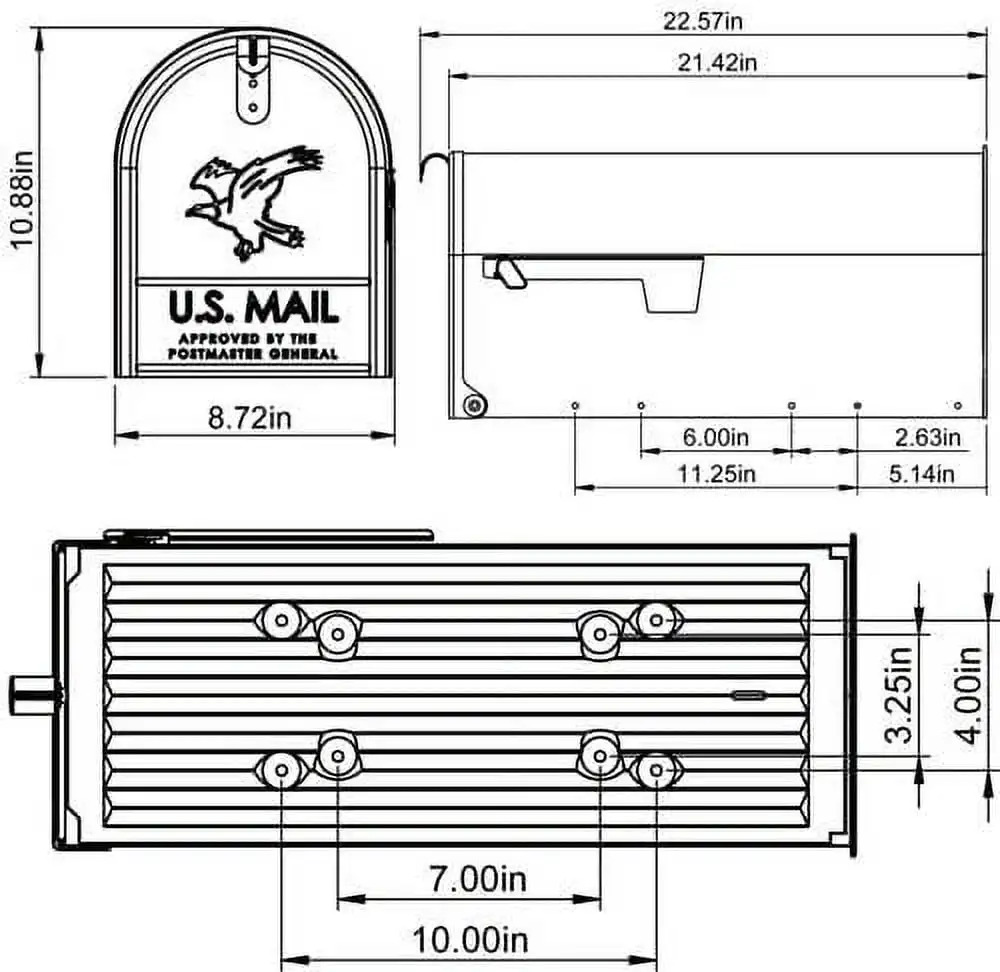 

Black Post Mount Mailbox, Large, Steel, Rust Resistant