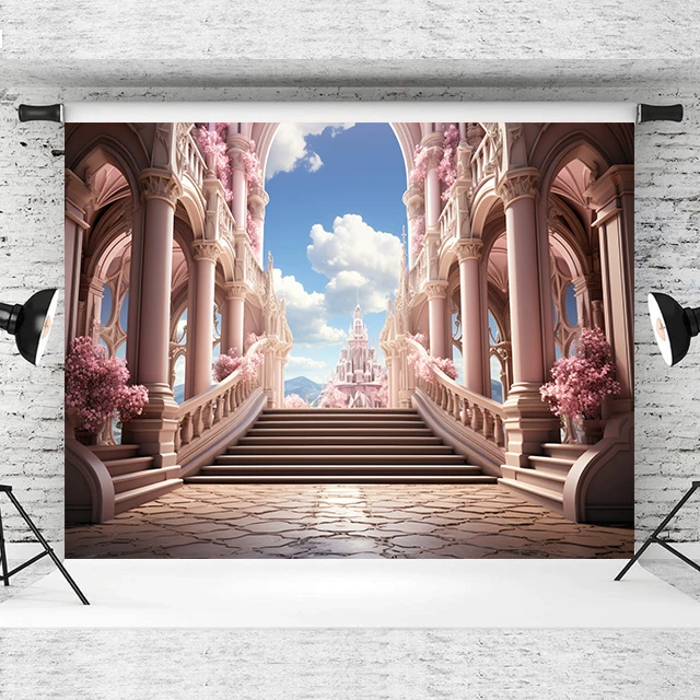 Beenle Photography Background Luxury Retro Palace Vintage Castle Hall Staircase Church Scene Birthday Wedding Portrait Backdrop